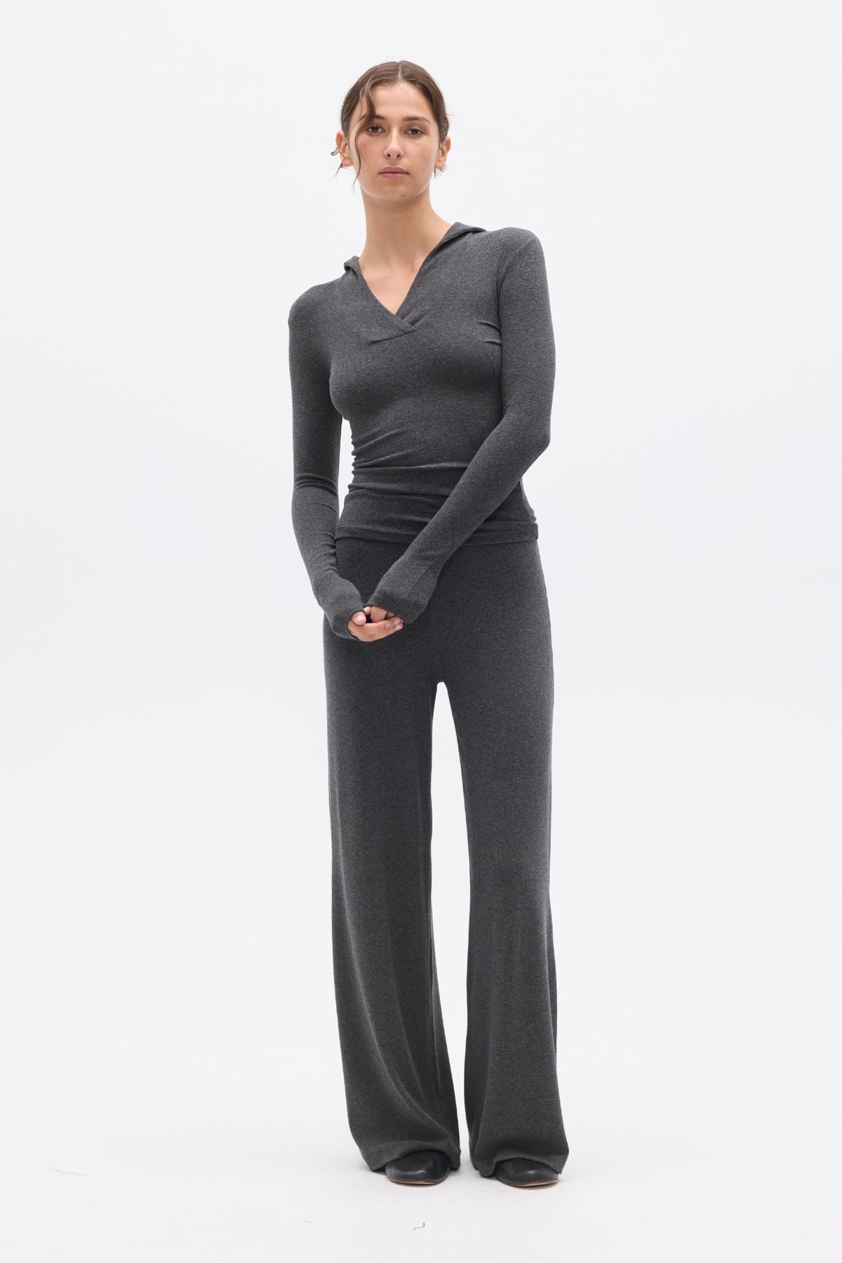 SAFFRON TOP - DARK HEATHER GREY