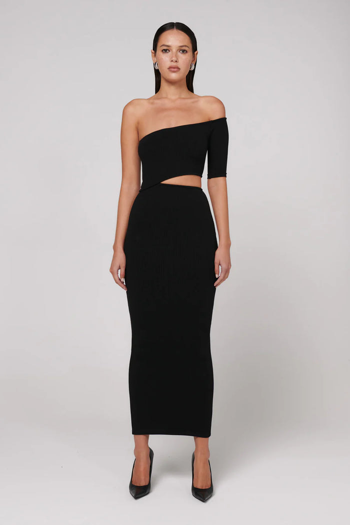 DEVIN MIDI DRESS - BLACK