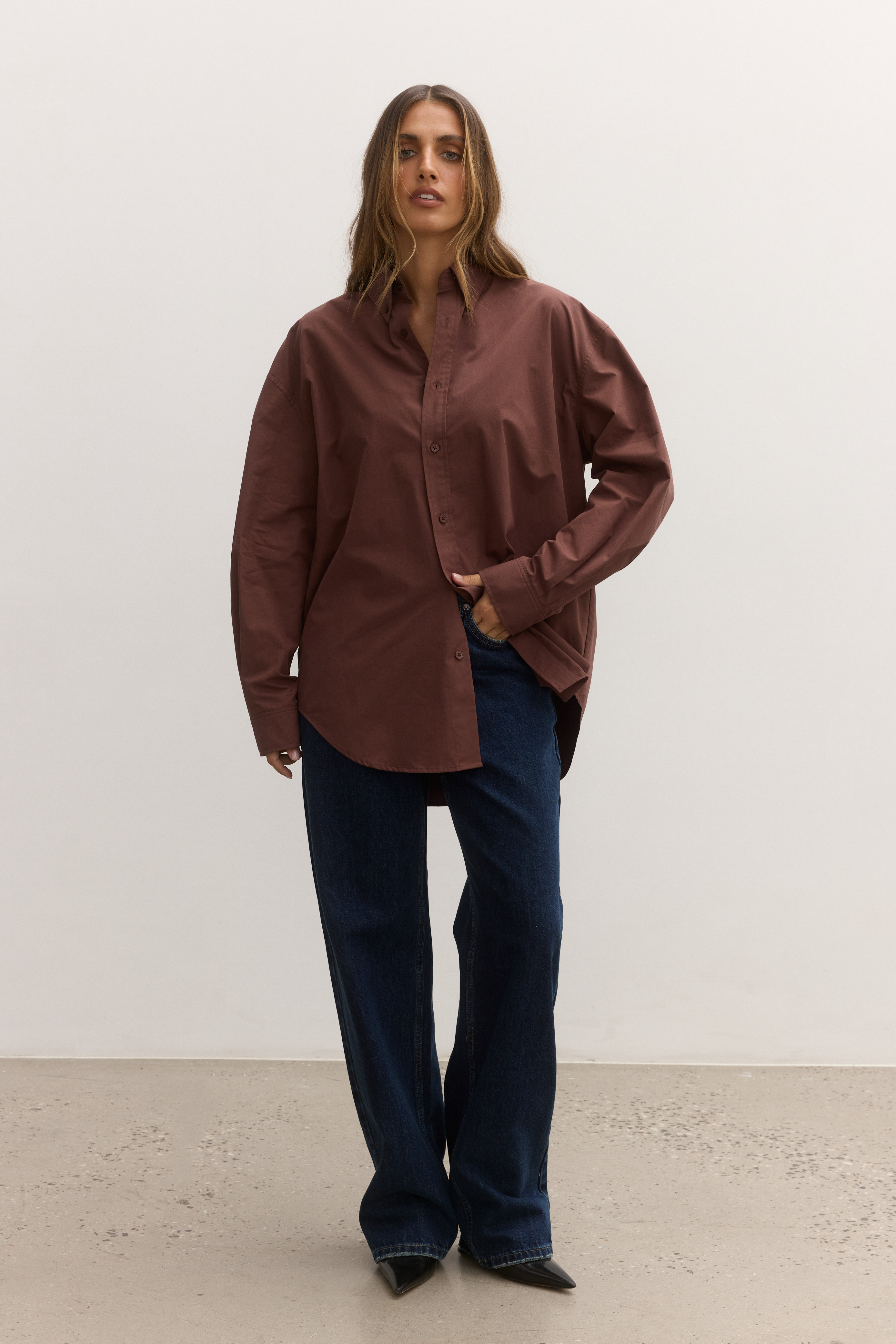 Avoca Oversized Cotton Shirt Mocha | Bayse Brand