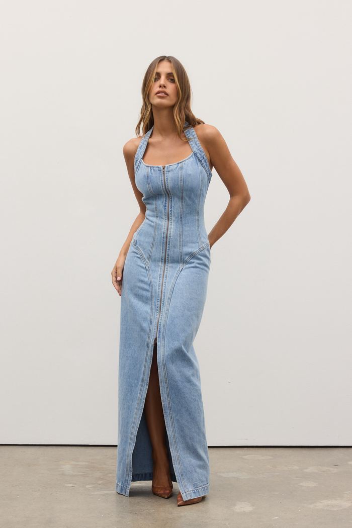 SABINE DENIM DRESS - OAKLAND BLUE