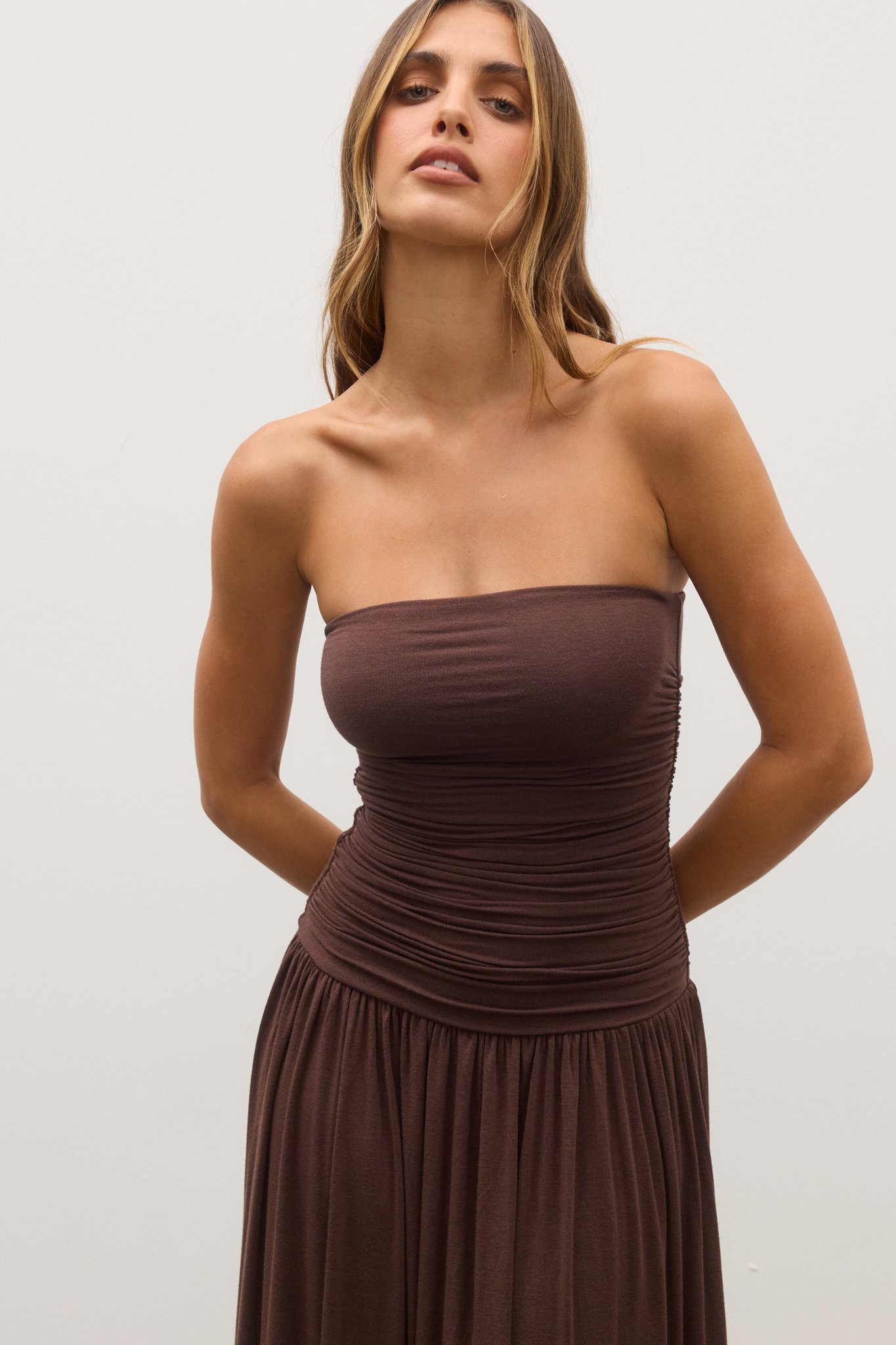 LEAH DRESS - CHOCOLATE Bayse Brand LEAH DRESS - CHOCOLATE Bayse Brand