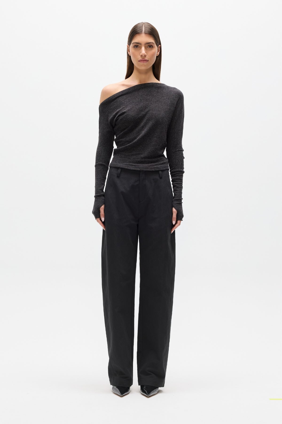GISELLE KNIT TOP - HEATHER GREY MARLE