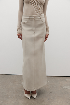 Beckett Draped Skirt in Bone, view 3, Bayse Brand
