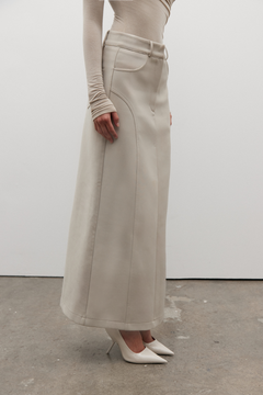 Beckett Draped Skirt in Bone, view 4, Bayse Brand