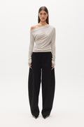 GISELLE KNIT TOP - LIGHT GREY MARLE