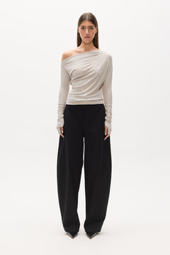 GISELLE KNIT TOP - LIGHT GREY MARLE