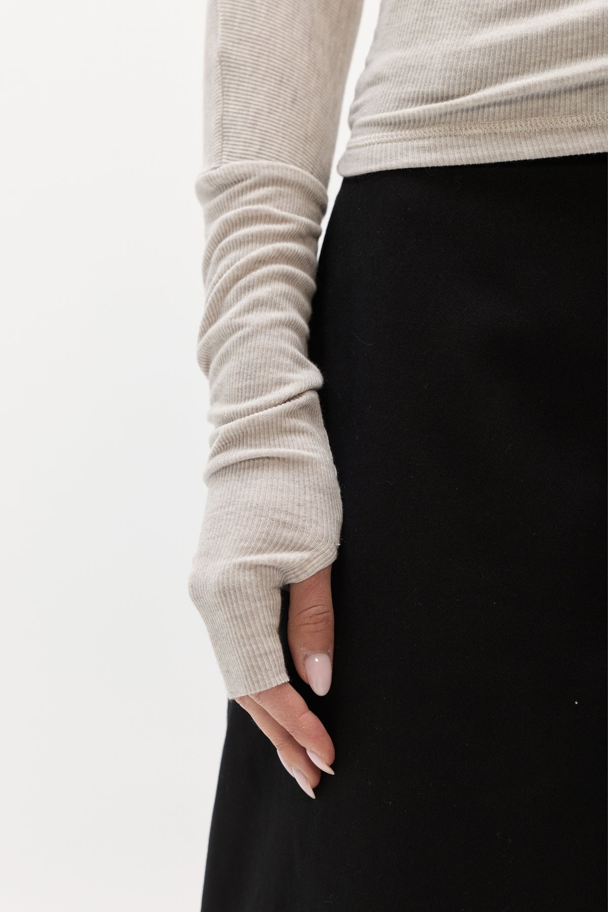 GISELLE KNIT TOP - LIGHT GREY MARLE