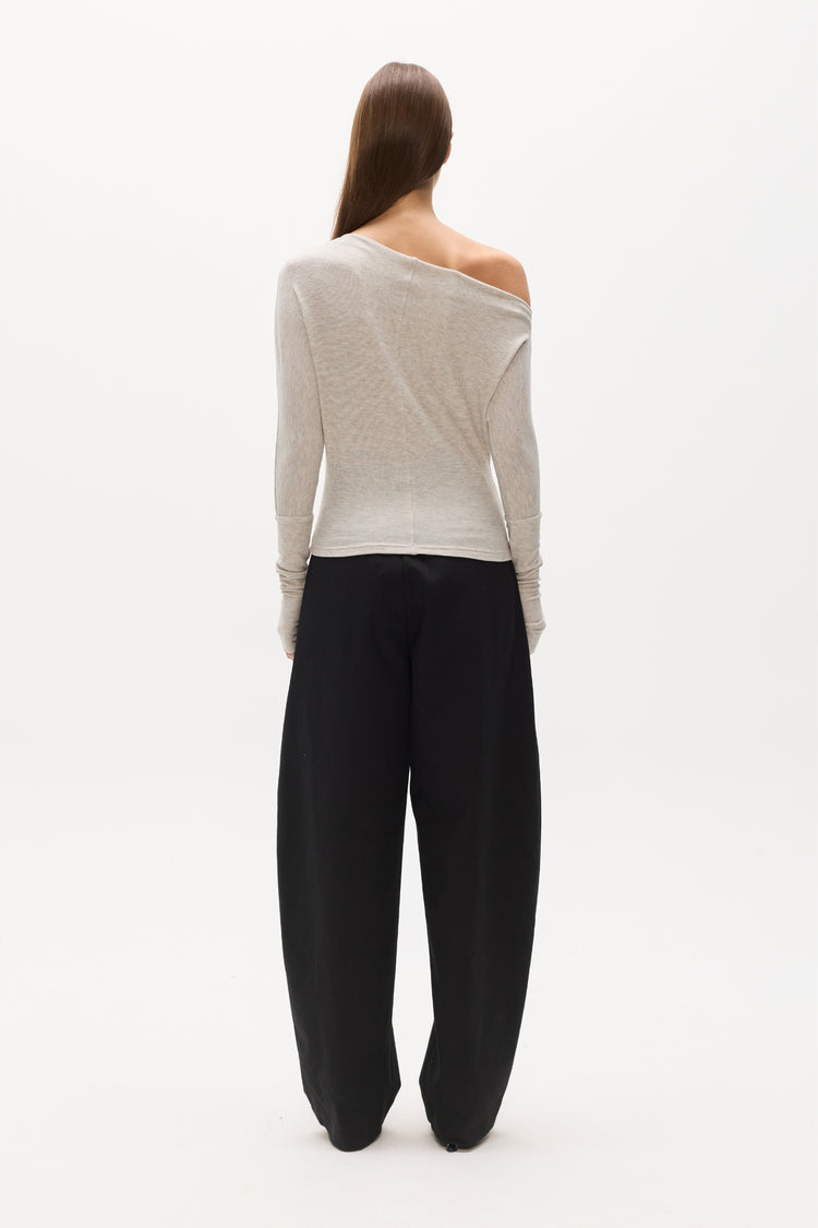 GISELLE KNIT TOP - LIGHT GREY MARLE