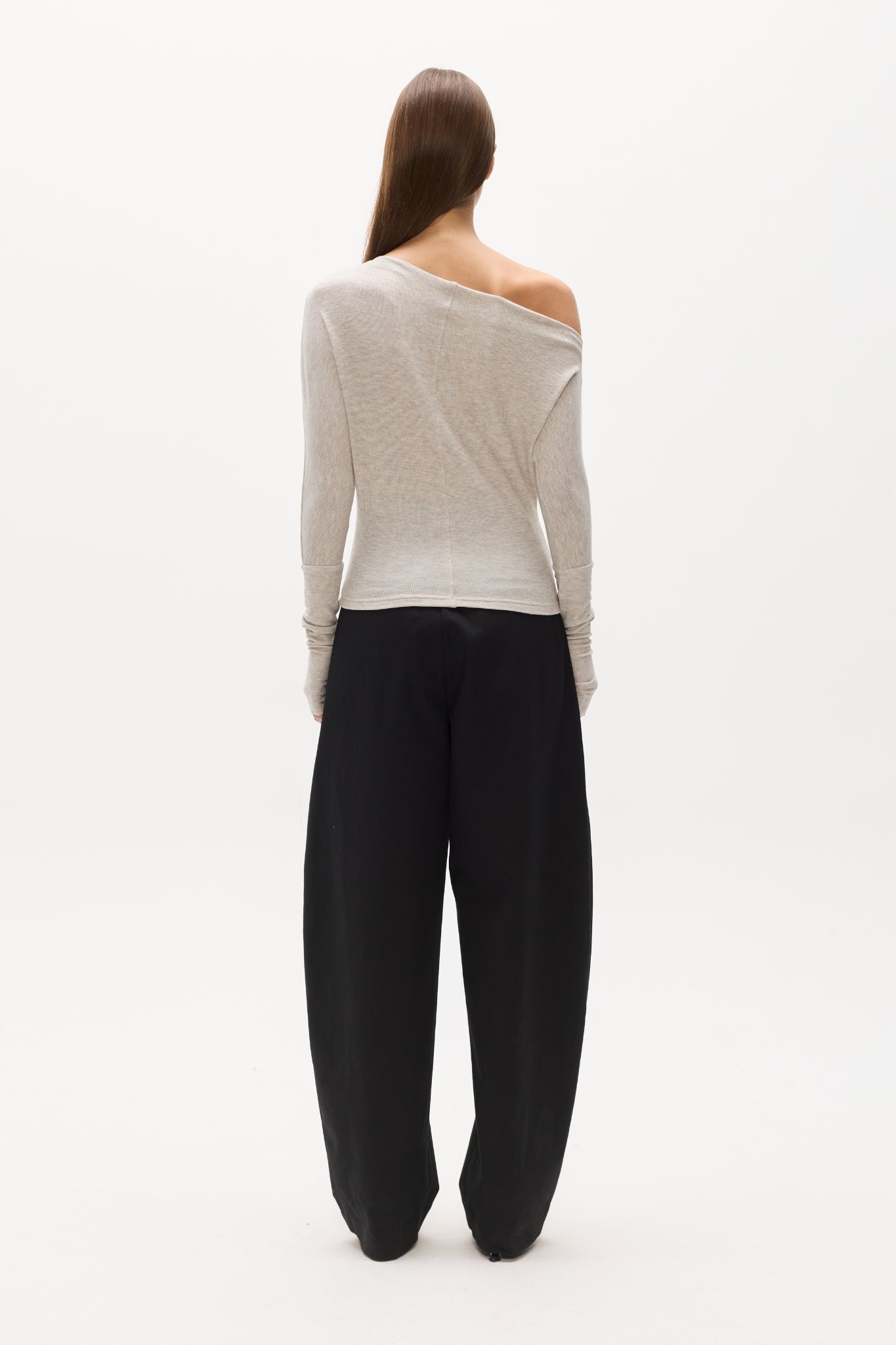 GISELLE KNIT TOP - LIGHT GREY MARLE