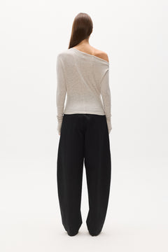 GISELLE KNIT TOP - LIGHT GREY MARLE