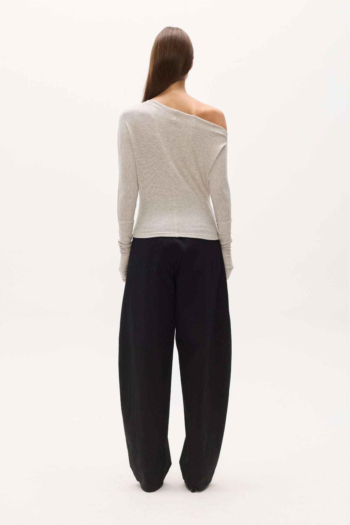 GISELLE KNIT TOP - LIGHT GREY MARLE