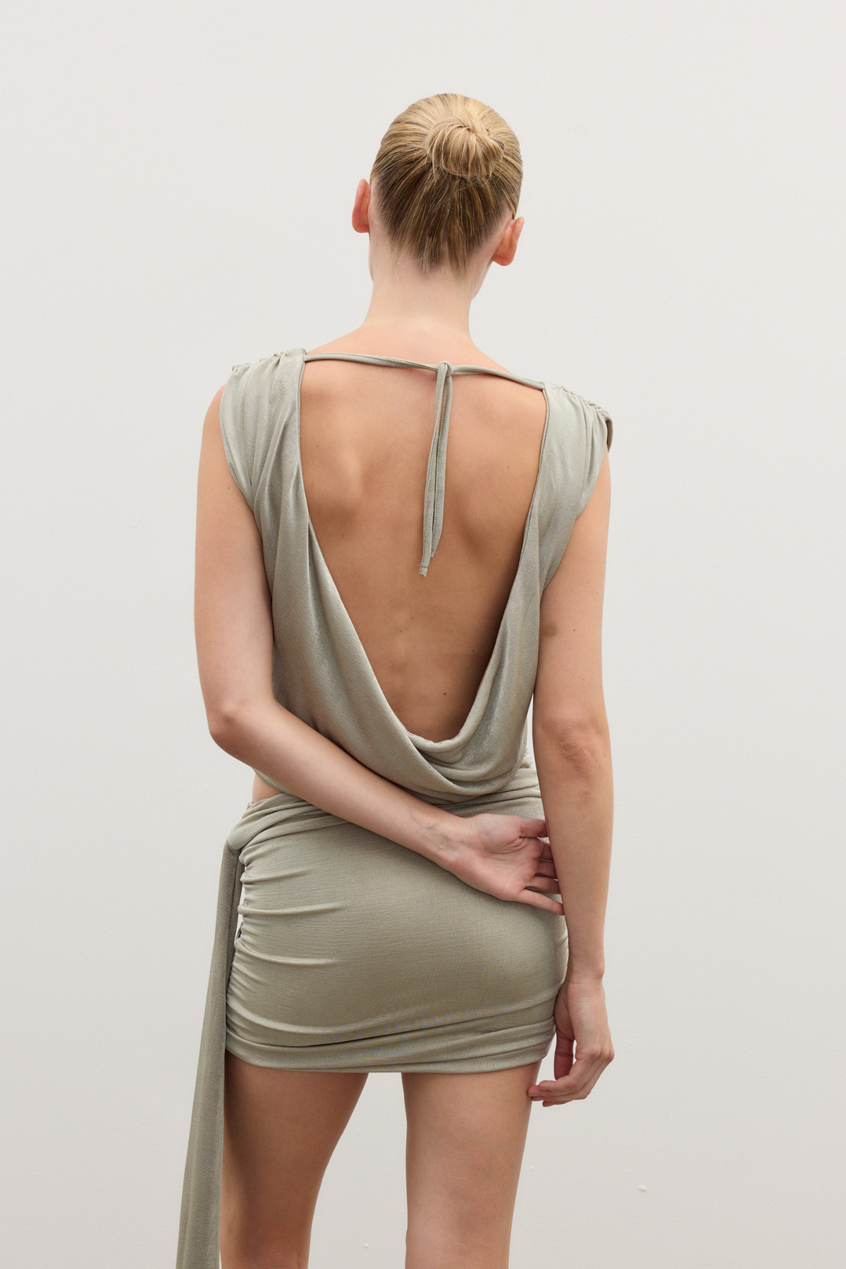 Anika Draped Cowl Neck Top in Mineral, view 4, Bayse Brand