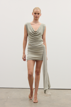 Liv Gathered Drape Skirt in Mineral, view 1, Bayse Brand