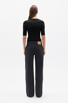 Nova Scoop Neck Tee in Black, view 4, Bayse Brand
