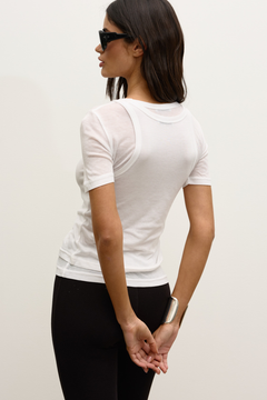 Mira Two Piece Layered Top in White, view 4, Bayse Brand