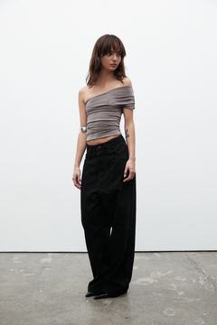Josie Off Shoulder Crop Top in Antique, view 2, Bayse Brand