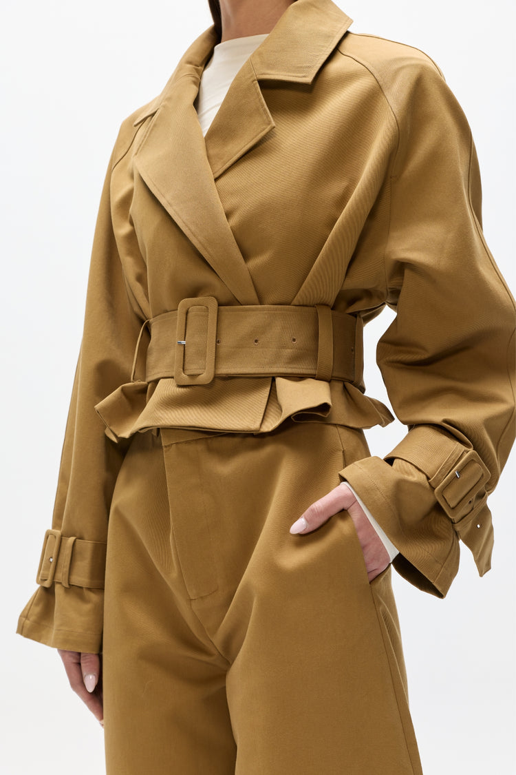 BRIAR CROPPED TRENCH - KHAKI