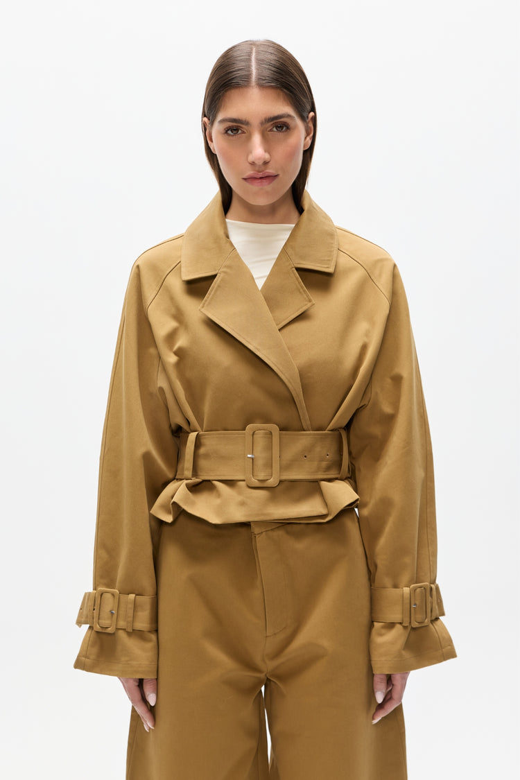 BRIAR CROPPED TRENCH - KHAKI