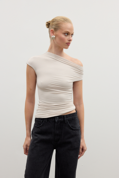 Everleigh Off Shoulder Top in Baby, view 1, Bayse Brand