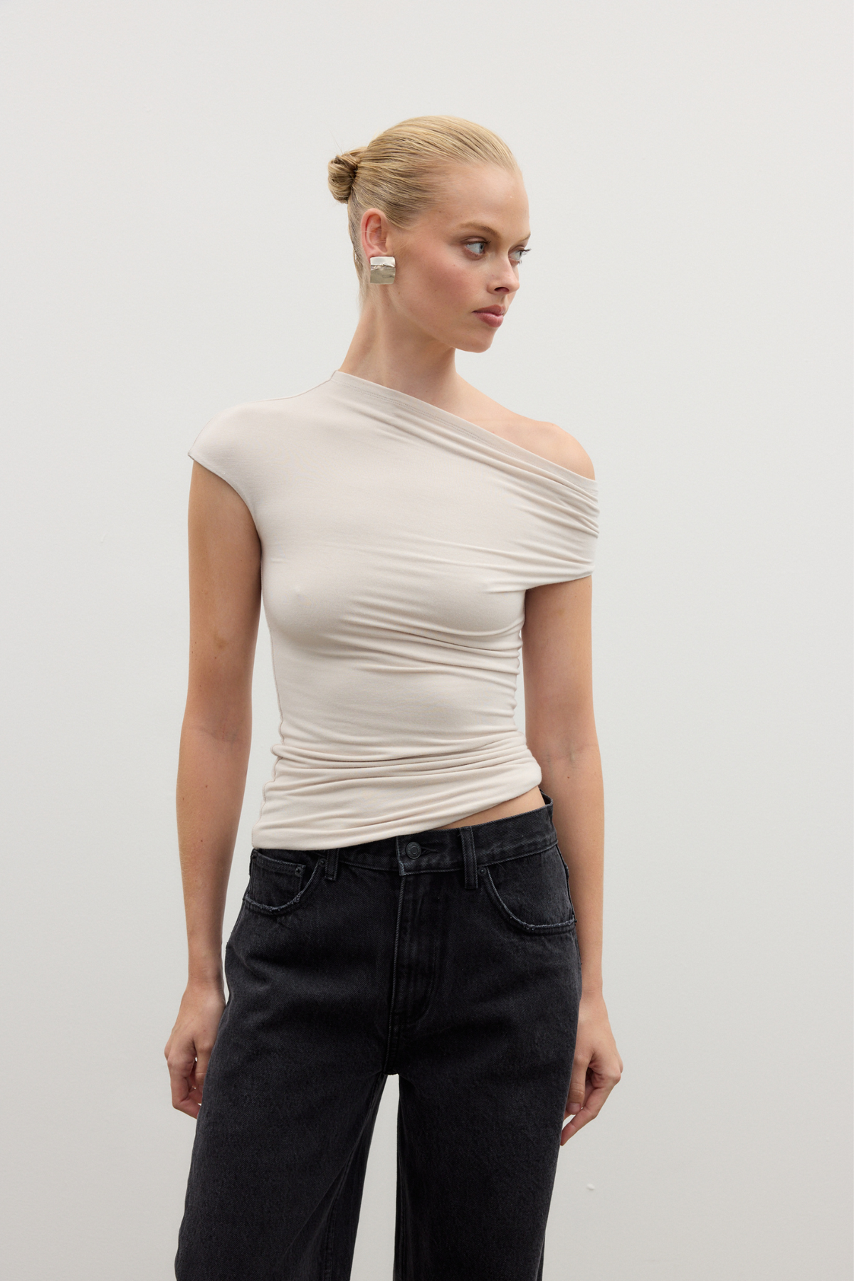 Everleigh Off Shoulder Top in Baby, view 1, Bayse Brand