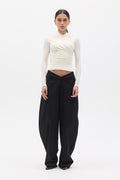 Bayse Brand Amrita Long Sleeve Top in Ivory — women's essential long sleeve top, front view