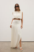 Contessa Pleated Skirt in Ivory, view 1, Bayse Brand