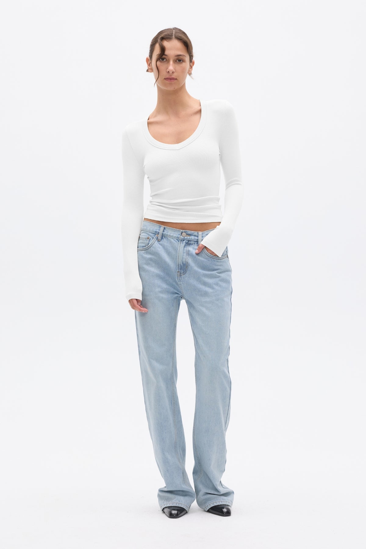 GRACE LONG SLEEVE TOP - WHITE