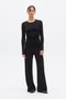 LANA LONG SLEEVE ROUCHED TEE - BLACK