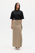 Ebony High Rise Maxi Skirt in Dune, view 1, Bayse Brand
