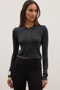 Shea Sheer Collared Knit Top in Liberty, view 1, Bayse Brand