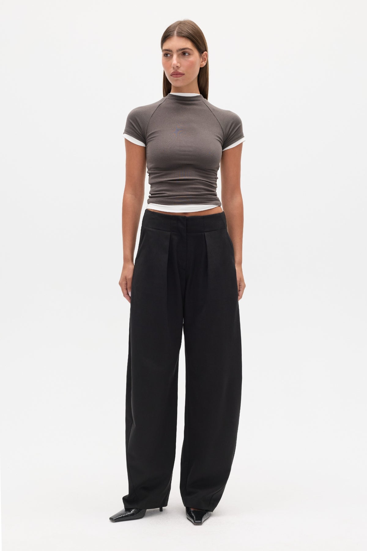 Bonnie Barrel Leg Pant in Black, view 1, Bayse Brand