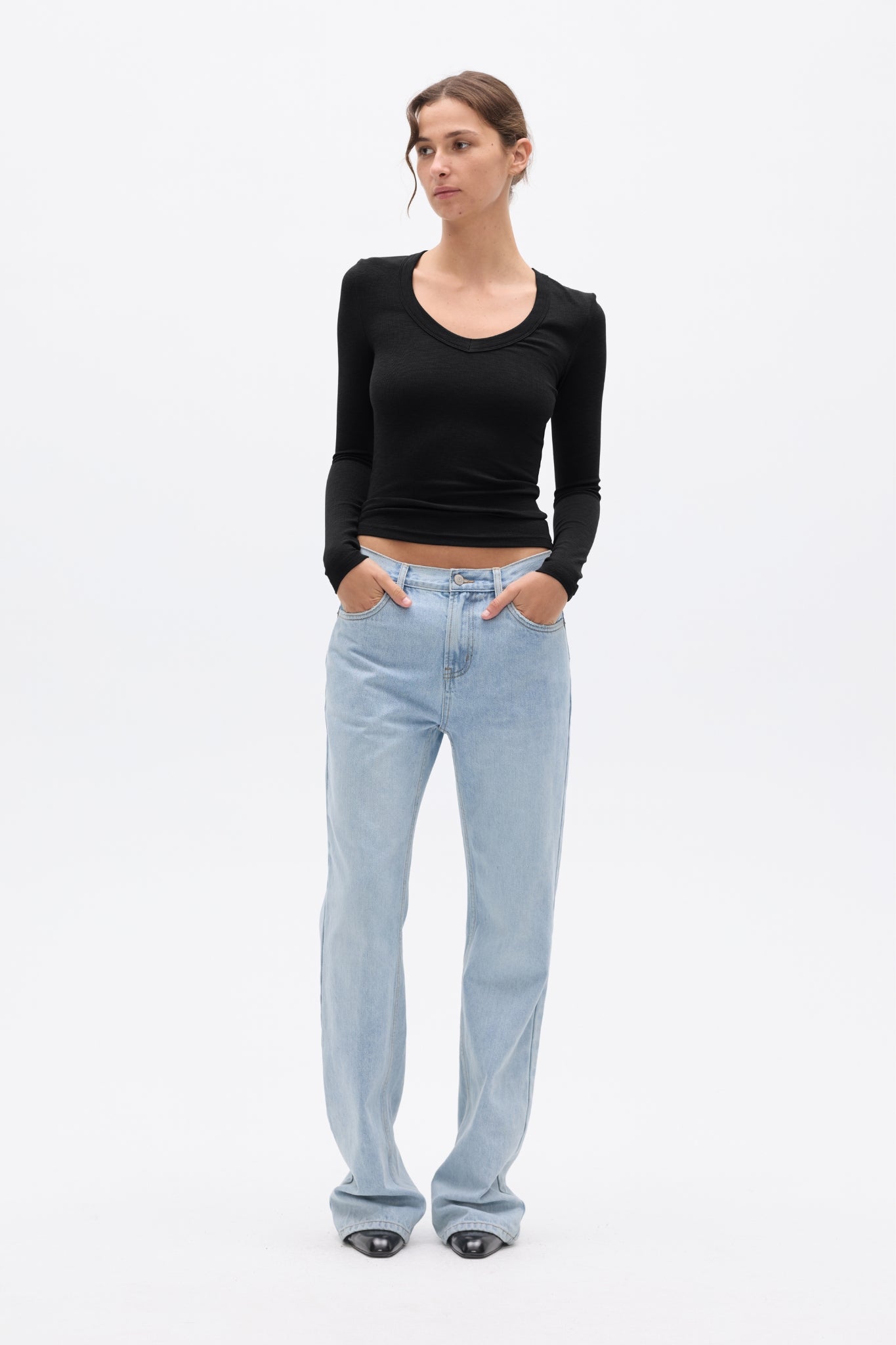 GRACE LONG SLEEVE TOP - BLACK