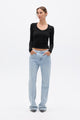 GRACE LONG SLEEVE TOP - BLACK