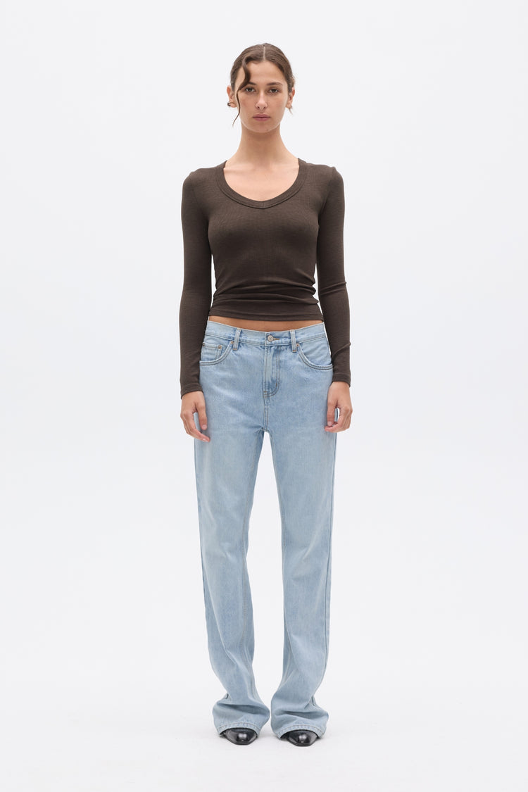 GRACE LONG SLEEVE TOP - ESPRESSO