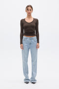 GRACE LONG SLEEVE TOP - ESPRESSO