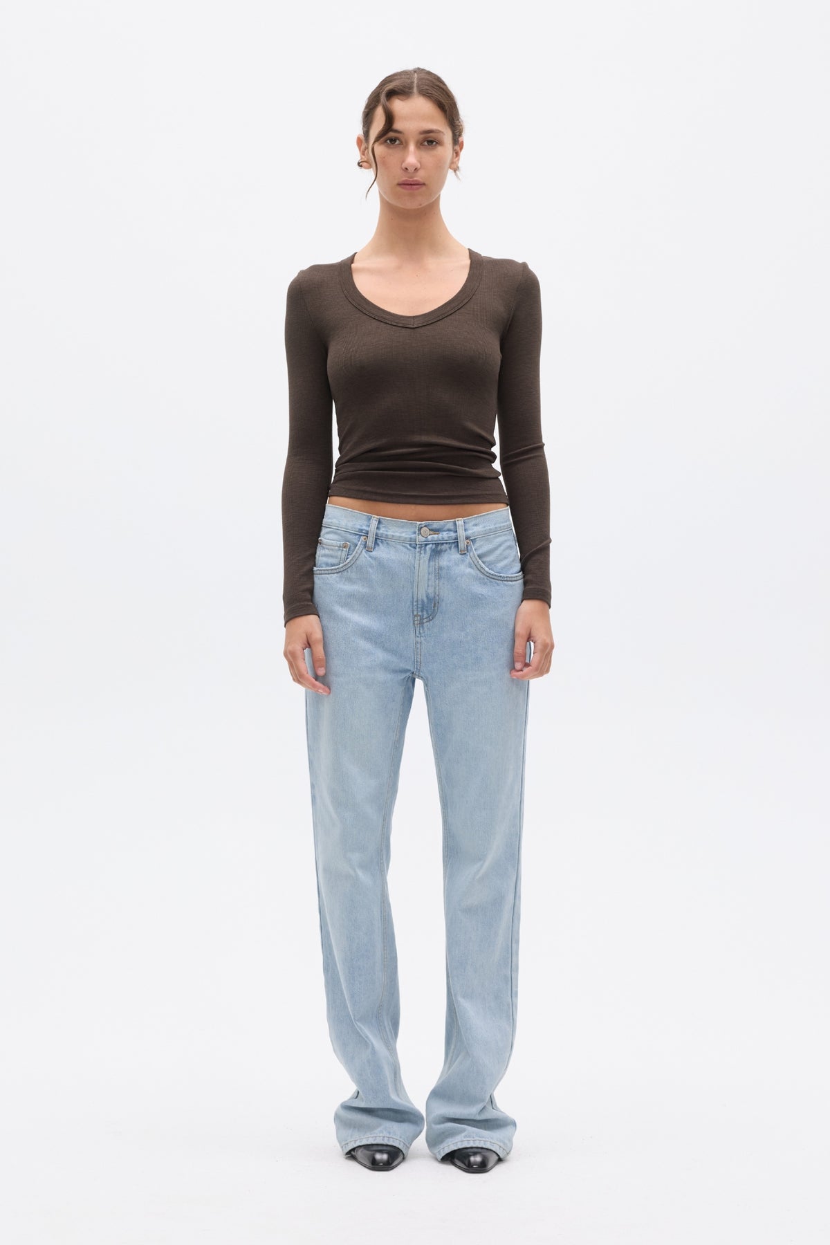 GRACE LONG SLEEVE TOP - ESPRESSO