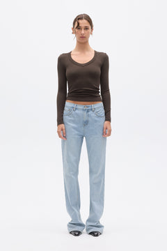 GRACE LONG SLEEVE TOP - ESPRESSO