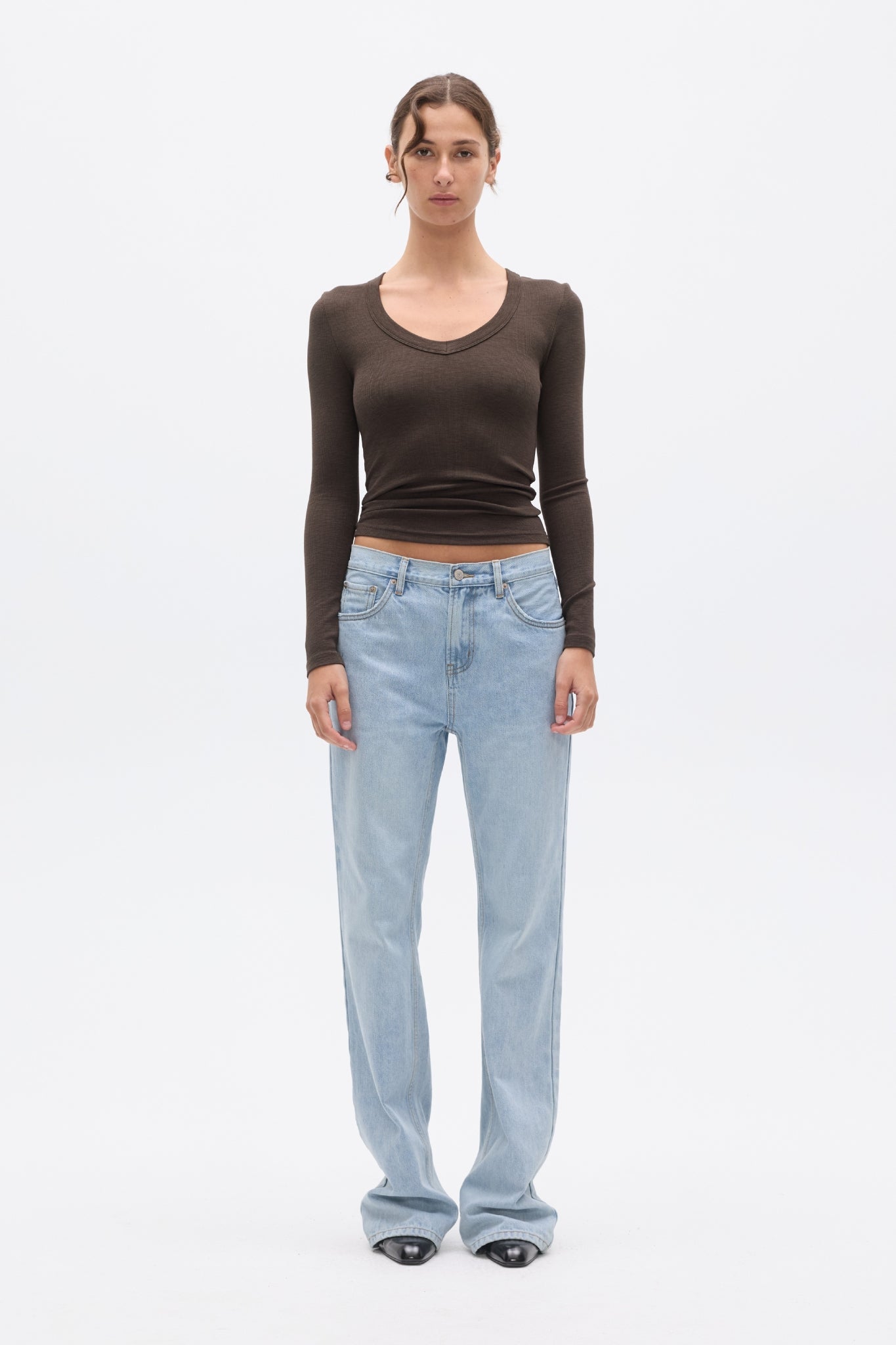GRACE LONG SLEEVE TOP - ESPRESSO