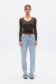 GRACE LONG SLEEVE TOP - ESPRESSO