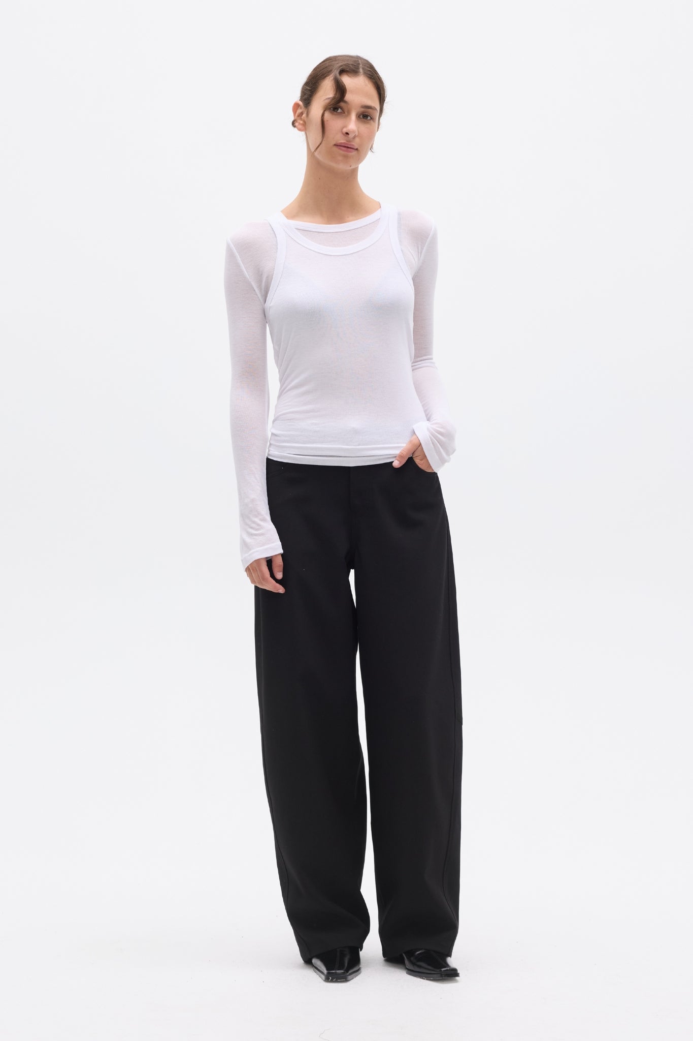 MIRA LONG SLEEVE TOP - WHITE