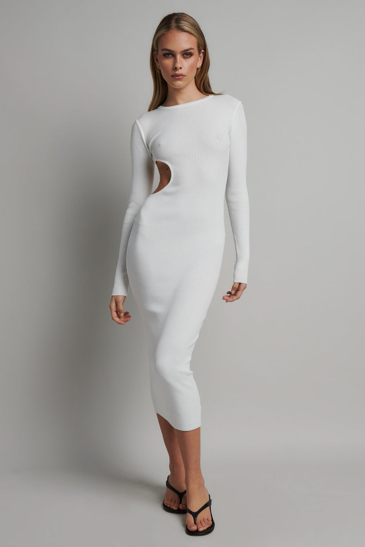 LOGAN MIDI DRESS- WHITE