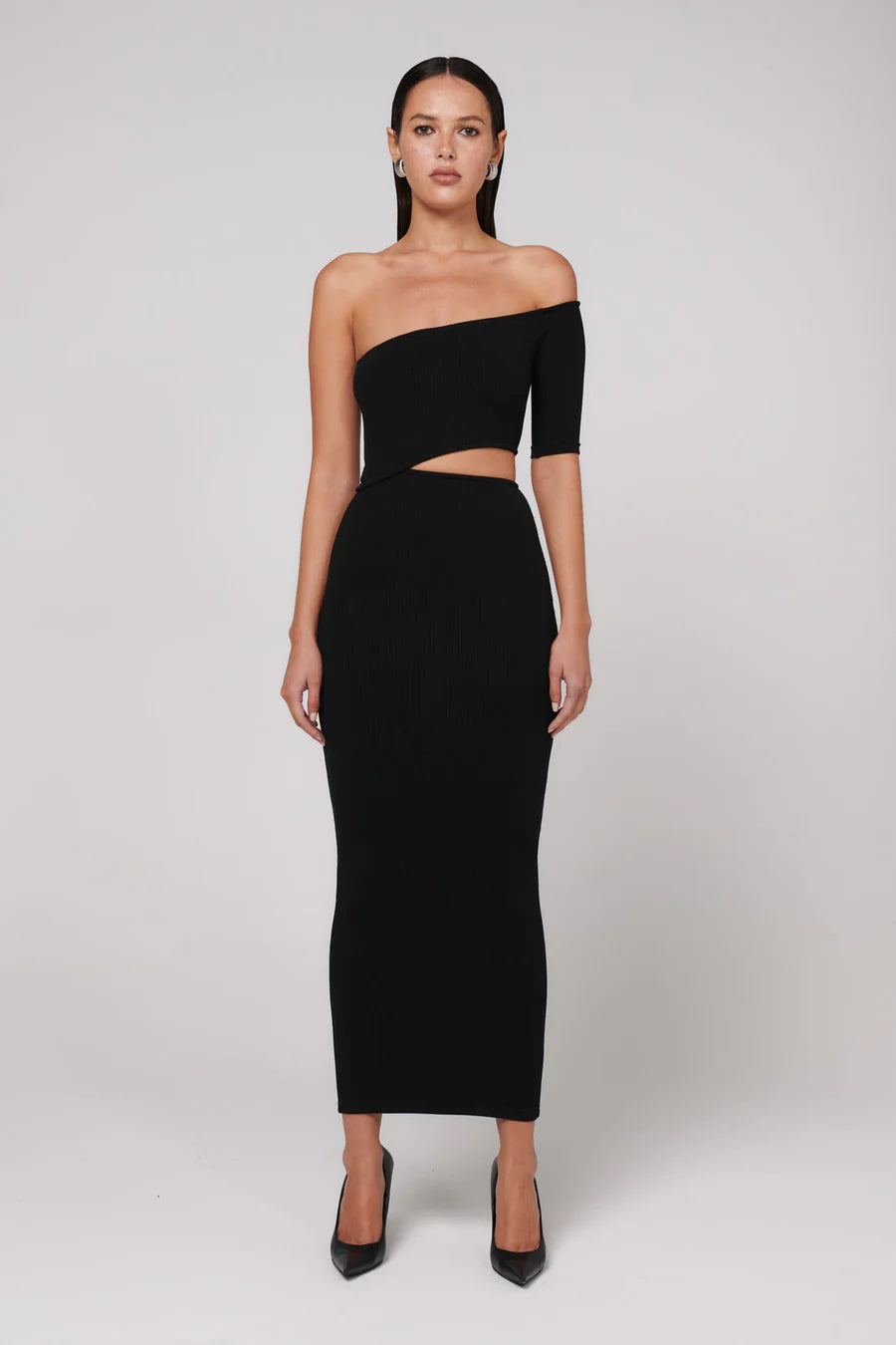 DEVIN MIDI DRESS - BLACK