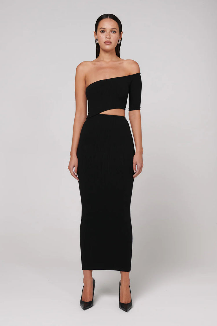 DEVIN MIDI DRESS - BLACK