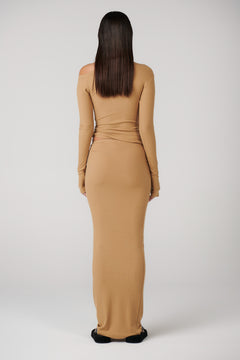 Izzie Ribbed Knit Maxi Skirt in Sepia, view 4, Bayse Brand