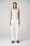 Arti Wide Leg Track Pant in White, view 1, Bayse Brand