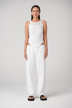 Arti Wide Leg Track Pant in White, view 1, Bayse Brand