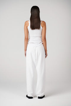 Arti Wide Leg Track Pant in White, view 3, Bayse Brand