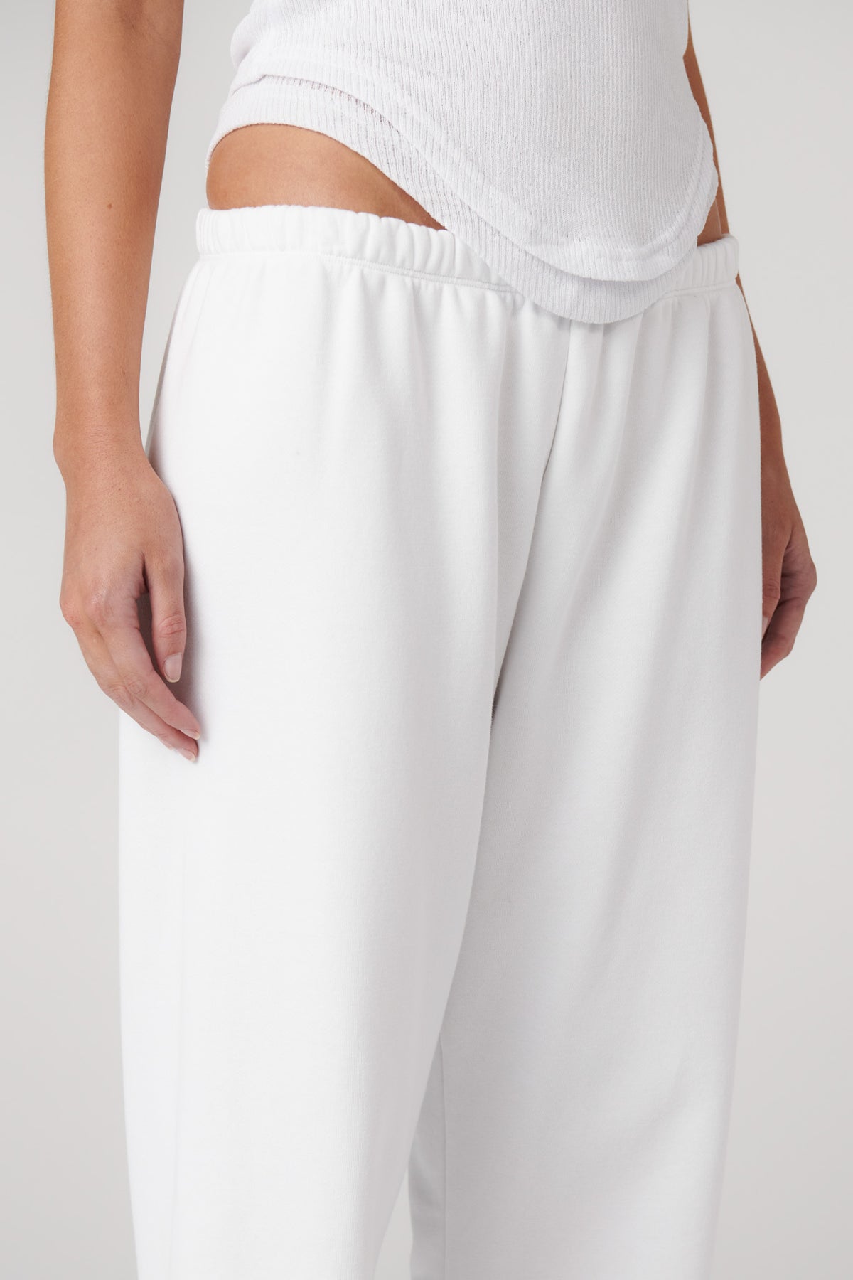 Arti Wide Leg Track Pant in White, view 5, Bayse Brand