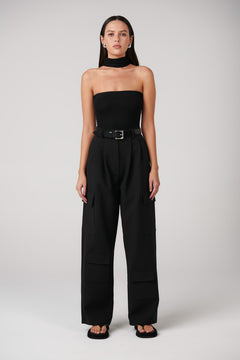 Raine Choker Neck Bodysuit in Black, view 1, Bayse Brand
