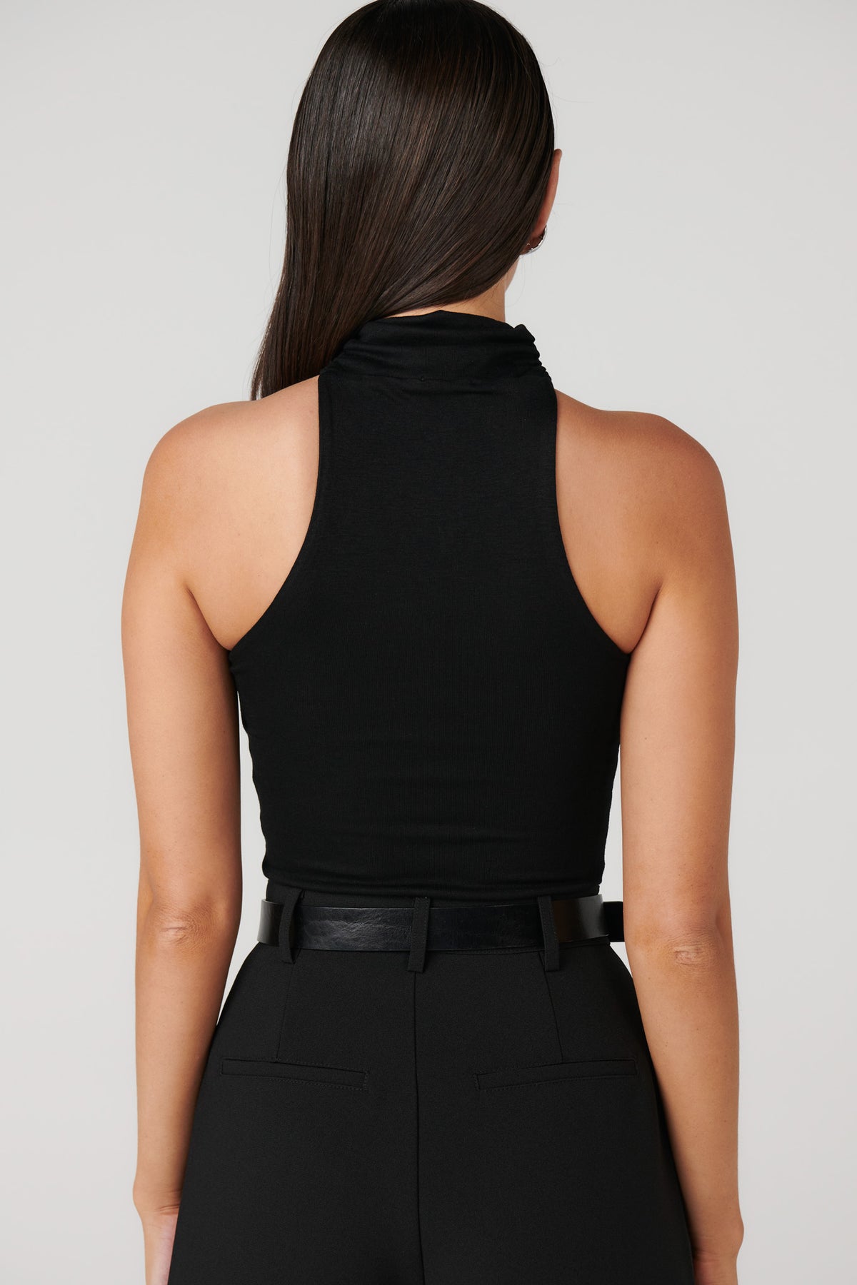 Raine Choker Neck Bodysuit in Black, view 2, Bayse Brand